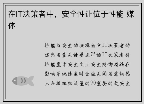 在IT决策者中，安全性让位于性能 媒体